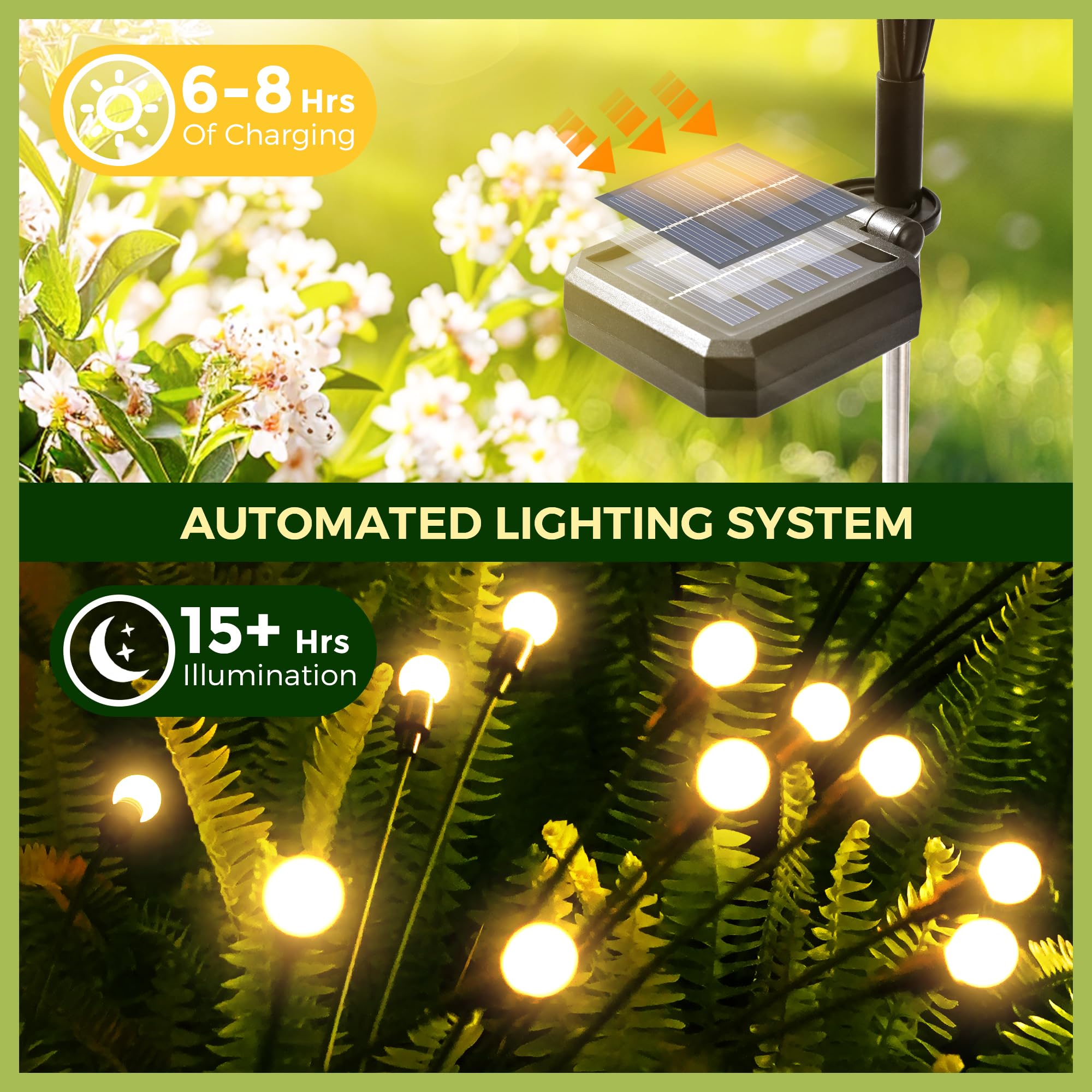 Solar Garden Lights, 80 LED Firefly Garden Lights Solar Outdoor, Solar Lights