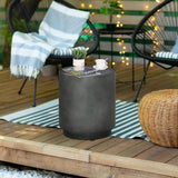 HOMCOM Round Side Table, Lightweight Accent Table with Concrete Finish, End Table with 4 Adjustable Feet for Indoor, Outdoor, Dark Gray - Bircata
