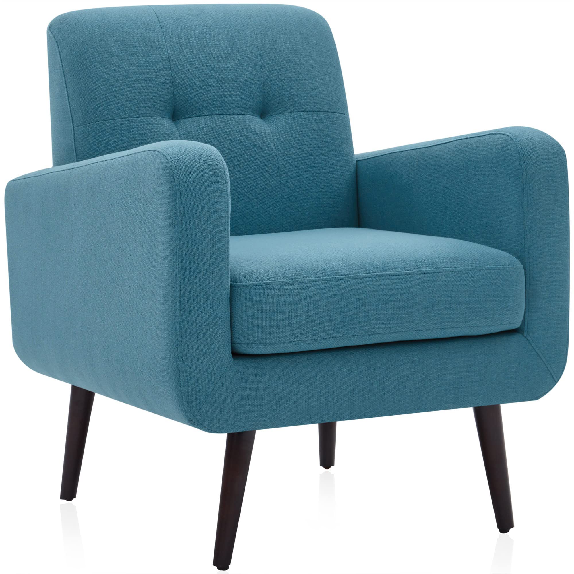 Mid Century Modern Accent Chair, Contemporary Vintage Upholstered Linen Armchair