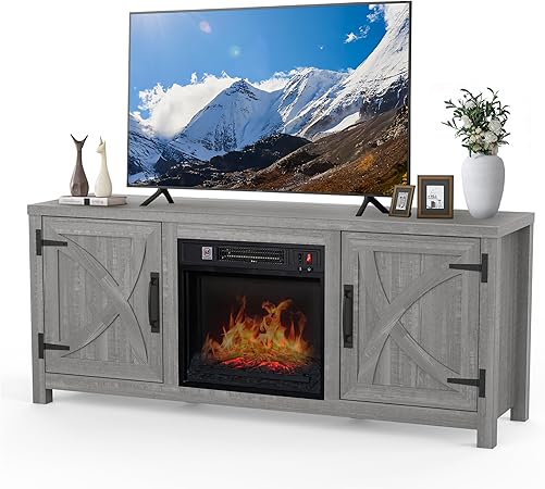 TV Stand for Television up to 65 Inch with 18" Electric Fireplace, Adjustable Fireplace Tv