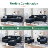 Modular Sectional Sofa Velvet L Shaped Couch with Storage Ottoman Convertible
