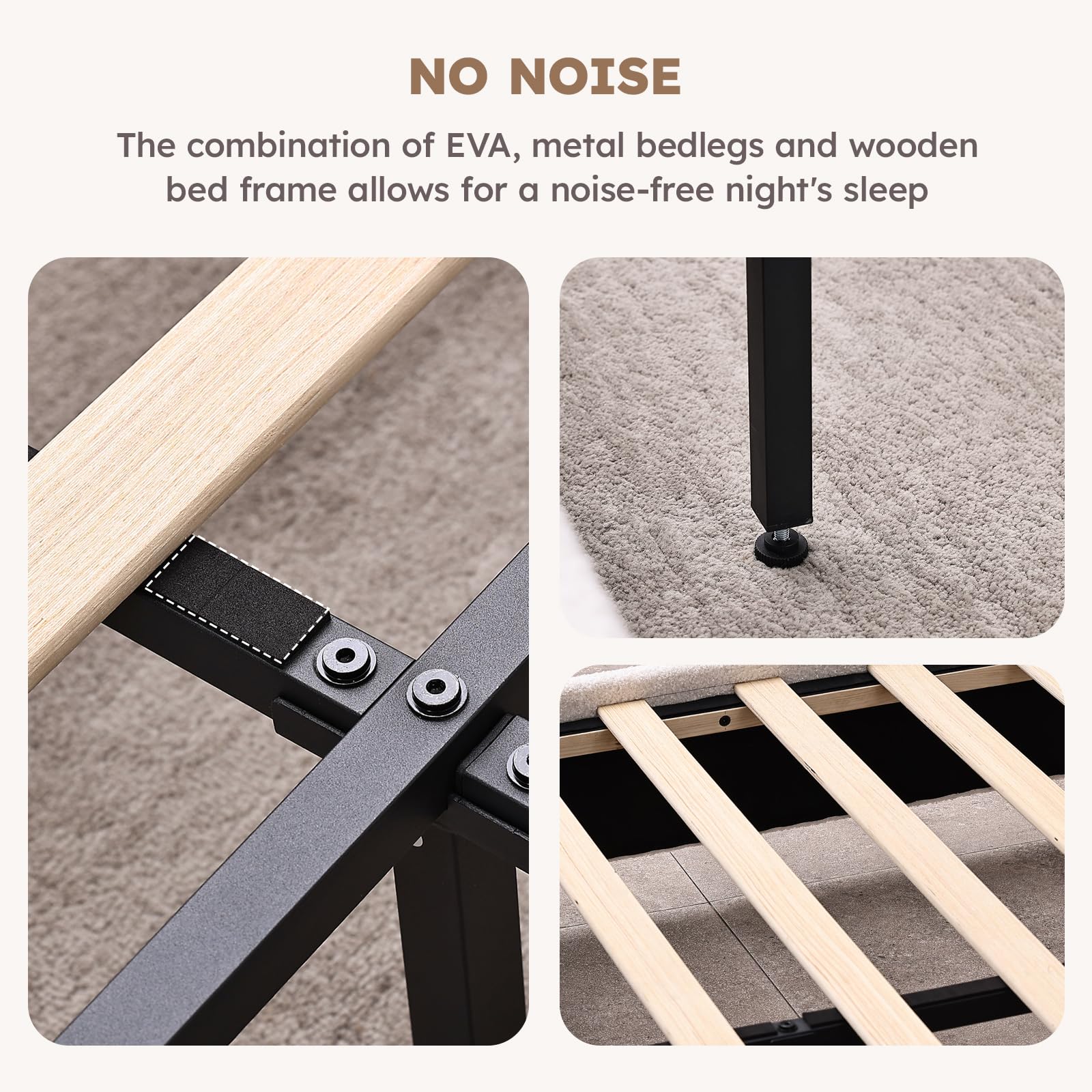 Queen Cloud Bed Frame with Adjustable Headboard - Boucle Upholstered Platform