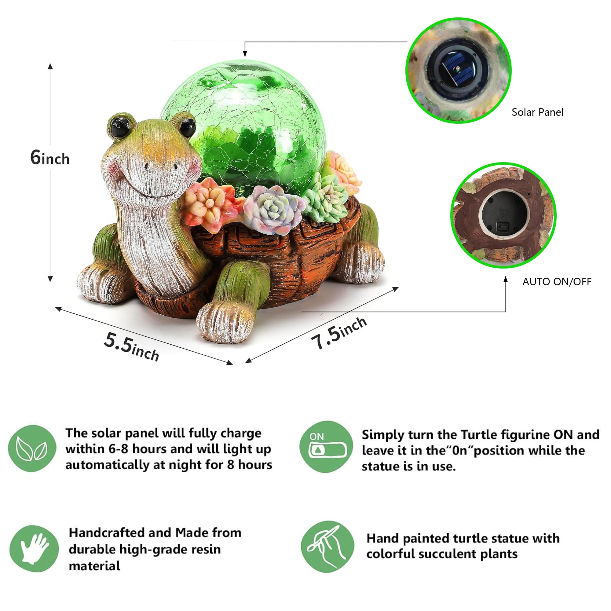 Solar Garden Statues Loving Turtle Garden Decor Lights for Outside