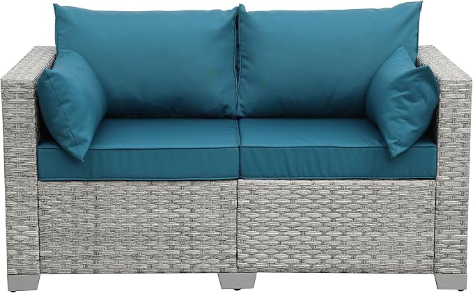 Loveseat Outdoor Wicker Small Couch PE Rattan 2-Seater Furniture Sofa