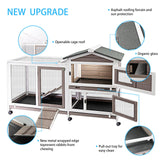 Rabbit Hutch Indoor Outdoor Two Story Bunny Hutch with Wheels Guinea Pig Cage