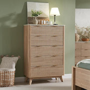 Fluted 6 Drawers Dresser, 54" Wide Modern Chest of Drawers