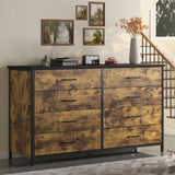 8 Drawer Dresser, Industrial Wood Storage Dressers & Chests of Drawers