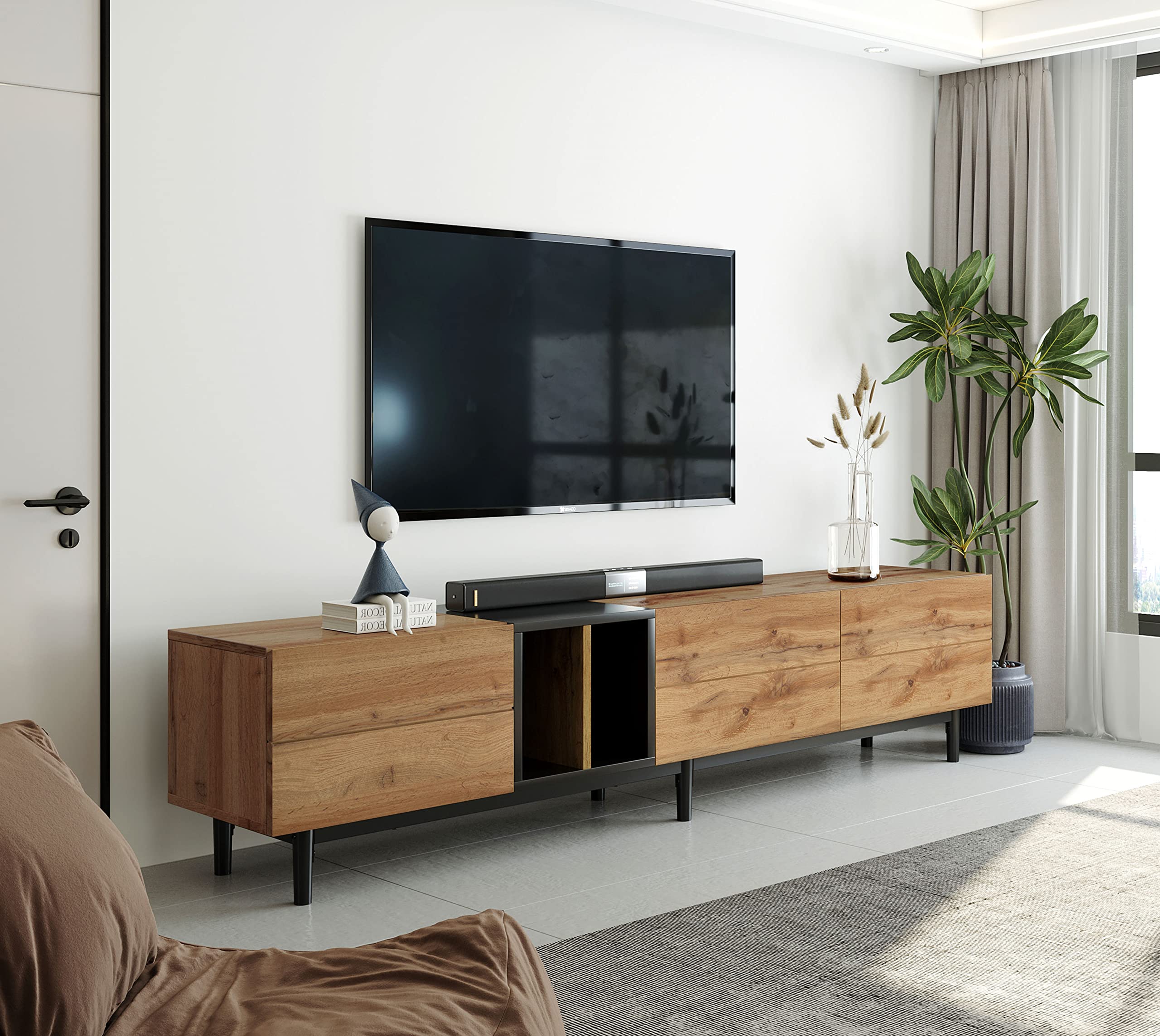 77-Inch Modern TV Stand with Storage Cabinets