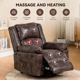 Power Lift Recliner for Elderly, Lift Chair with Heat and Massage, PU Recliner Sofa