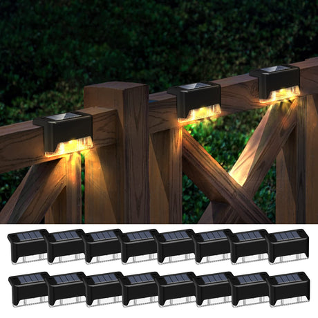 Solar Deck Lights, 16 Solar Step Lights Waterproof LED Solar Stair Lights