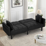 Futon Sofa Bed, Modern Leather Convertible Sofa Bed Upholstered Sleeper Sofa Couch Bed with Adjustable Back,