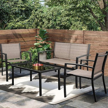 4 Pieces Patio Furniture Set, Outdoor Conversation Sets for Patio