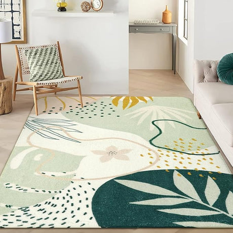 Pink Washable Rugs 8x10 - Non-Slip Backing Large Living Room Carpet Low Pile