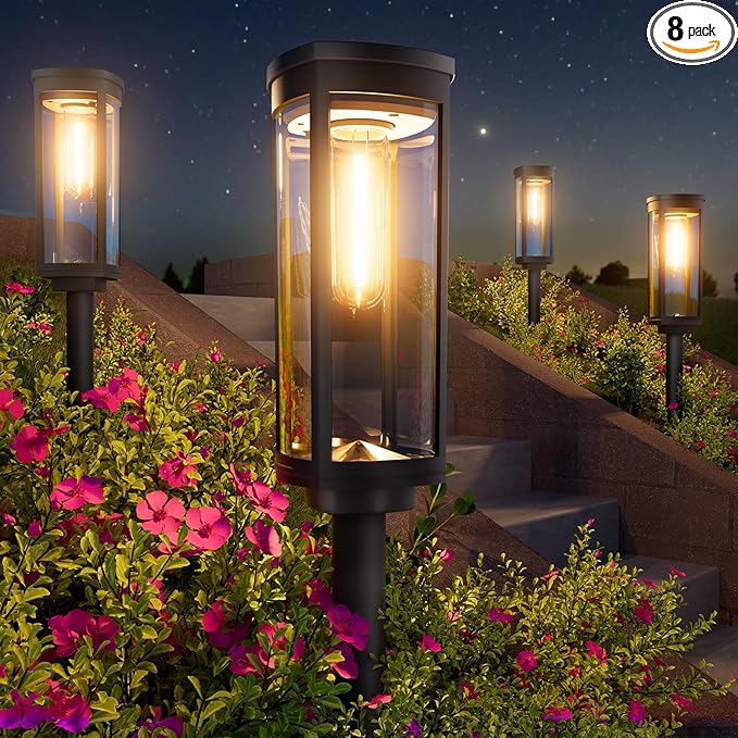 Solar Pathway Lights Outdoor, 8 Pack Solar Powered Garden Lights Waterproof IP65