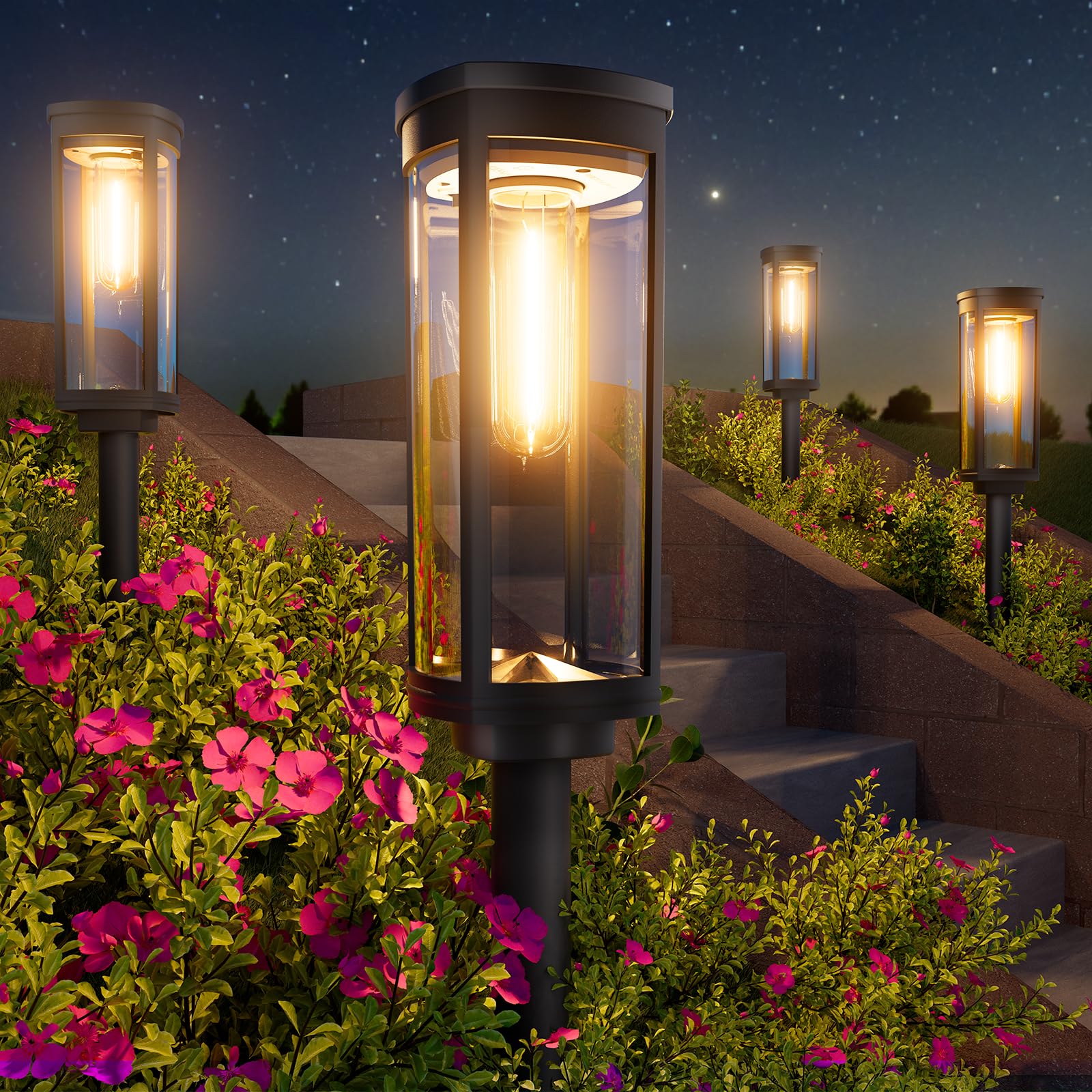 Solar Pathway Lights Outdoor, 8 Pack Solar Powered Garden Lights Waterproof IP65