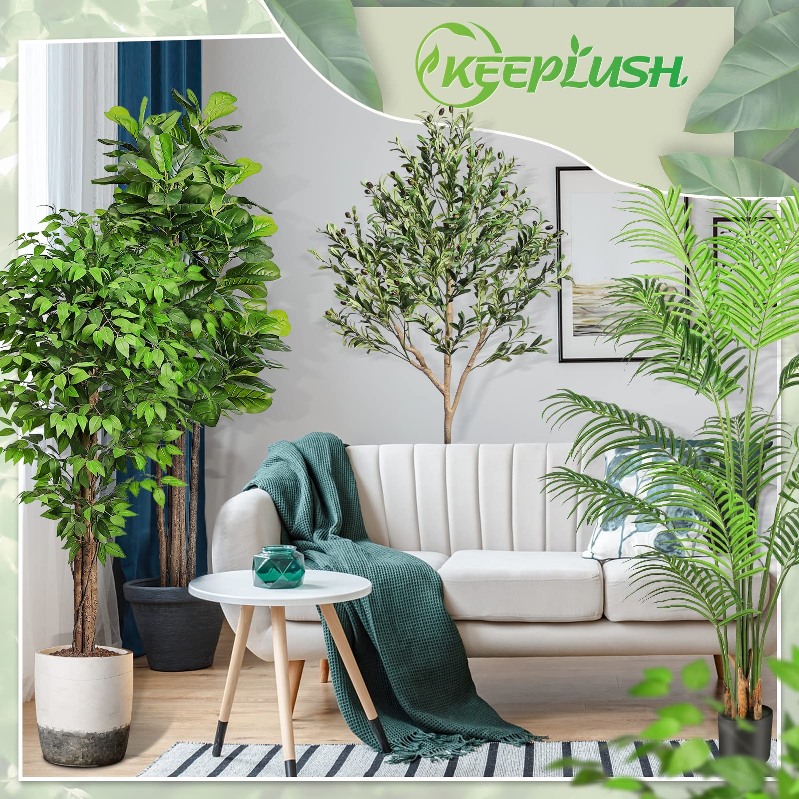6ft Artificial Fiddle Leaf Fig Tree with 168 Leaves 6 Tree Trunks, Large Faux Ficus Lyrata