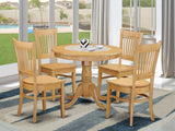 ANVA5-OAK-W 5 Piece Dining Set Includes a Round Dining Room Table with Pedestal