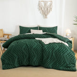 Comforter King Size Set Dark Emerald Green, 3 Pieces Lightweight Tufted Solid Forest Green Bedding Sets,