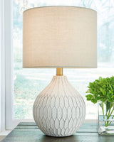 Ashley Wardmont 18" Modern Dimensional Design Ceramic Table Lamp, White