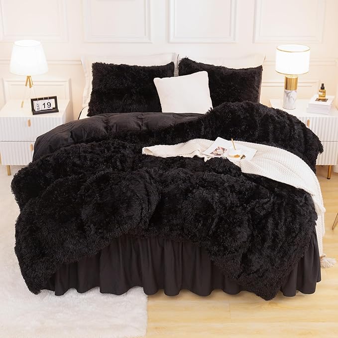 Faux Fur Beige Comforter Set King Size