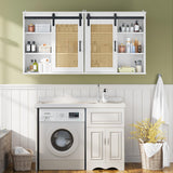 Bathroom Cabinet Wall Cabinet, Rattan Medicine Cabinet with Sliding Barn Door