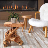 Tree Stump End Table Live Edge Plant Stand 14"x13"x18"H Solid Cedar Wood Outdoor Rustic