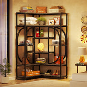7-Shelf Corner Bookshelf, Large Modern Corner Bookcase, Tall L-Shaped Corner Shelf