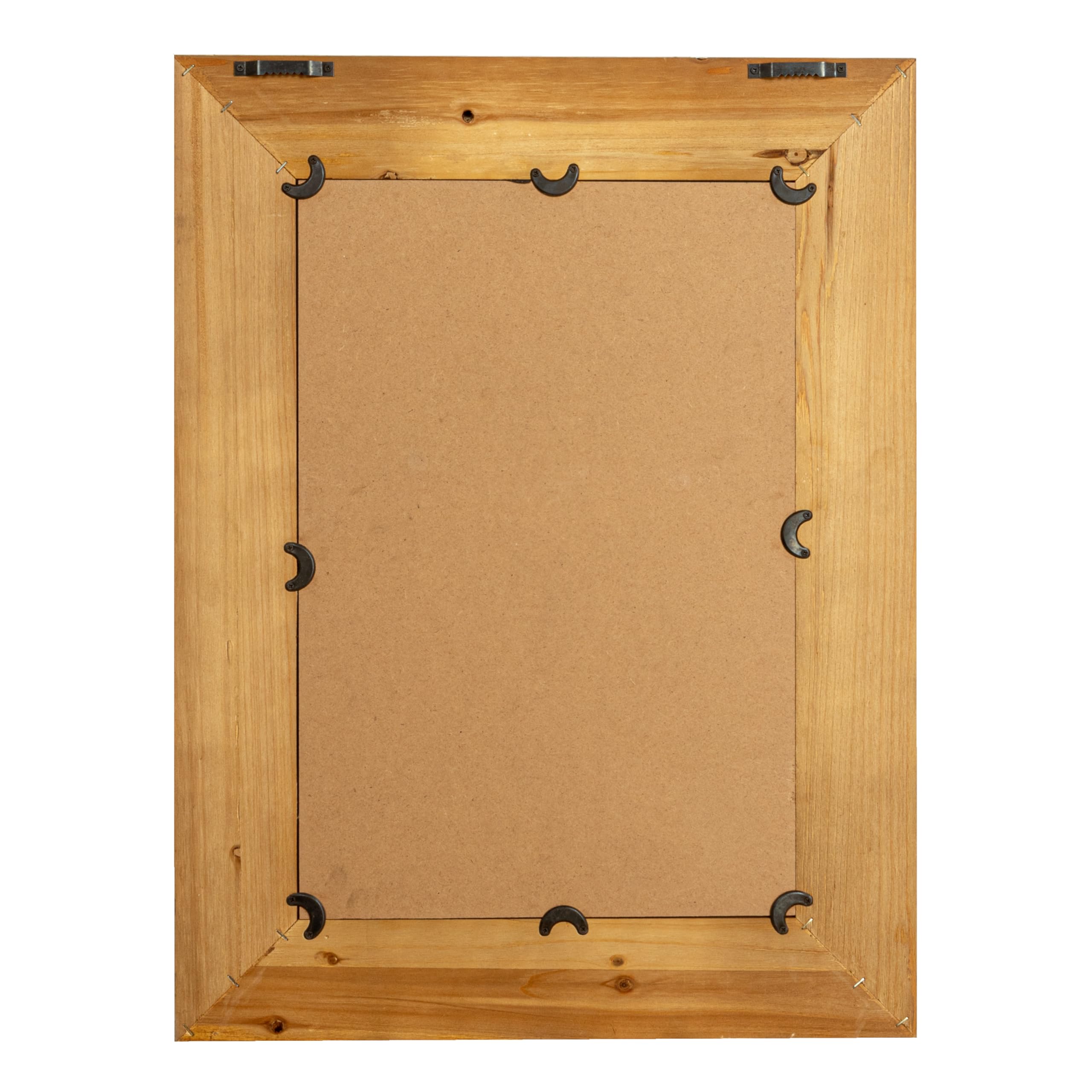 Rectangle Wood Framed Wall Mirror with Rattan Detail