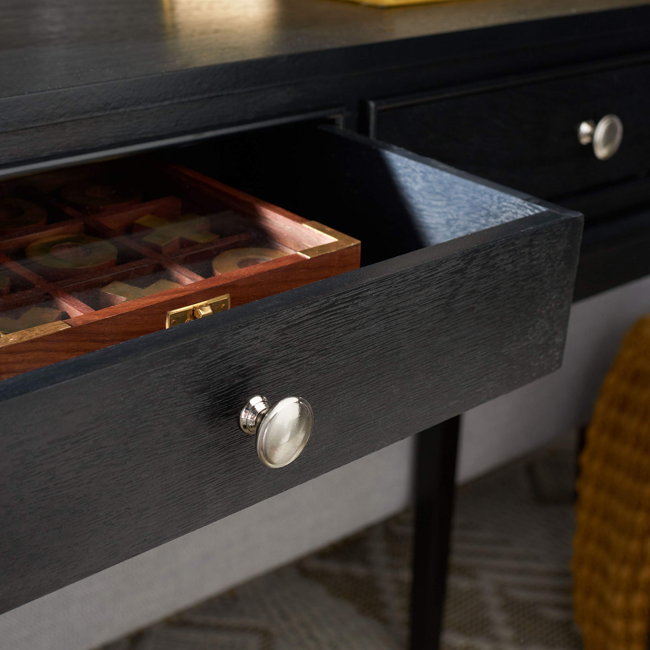 Home Collection Opal Black 2-Drawer Console Table