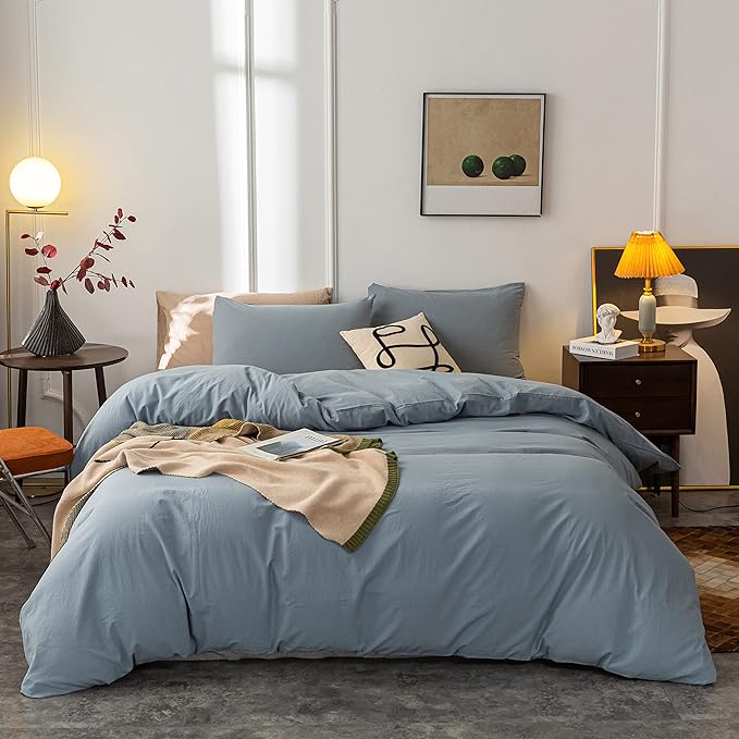 Cotton Duvet Cover King Ultra Soft 100% Cotton Solid Color Coffee Duvet Cover Set with