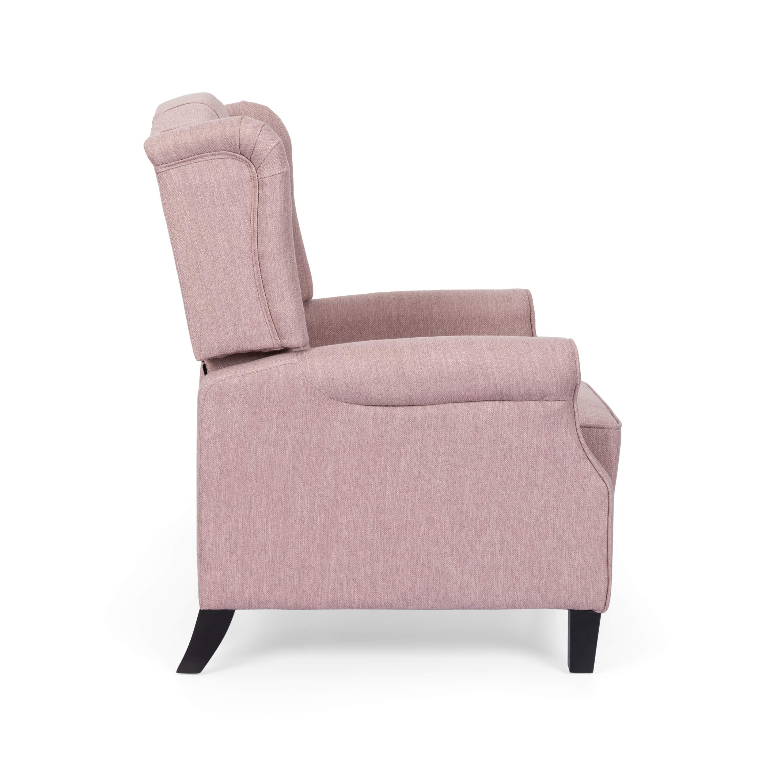 Sarah Fabric Recliner, Light Blush, Dark Brown
