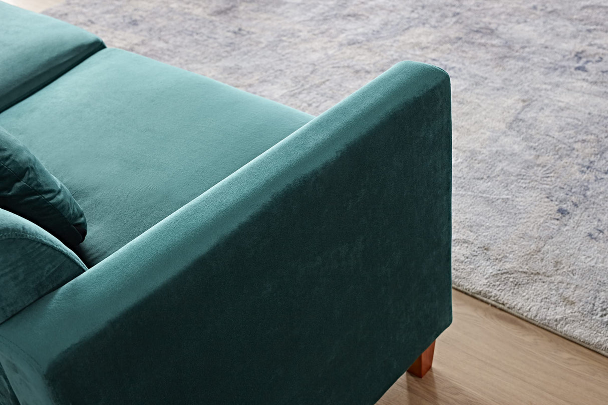 Soft Elegant High Density Foam 79.5'' Wide Emerald Green Velvet Living Room Tight Back Removable Cushion & Solid Wood Legs (S5536-5541) Sofas