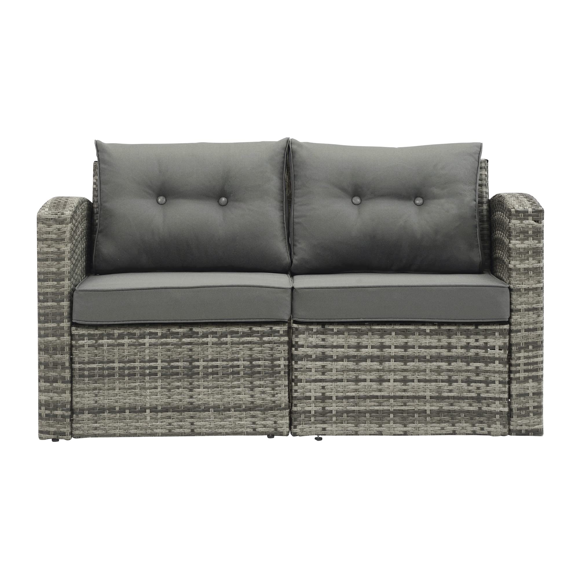 Wicker Outdoor Patio Loveseat, 2 Piece Aluminum Frame Patio Sofa Couch with Cushions