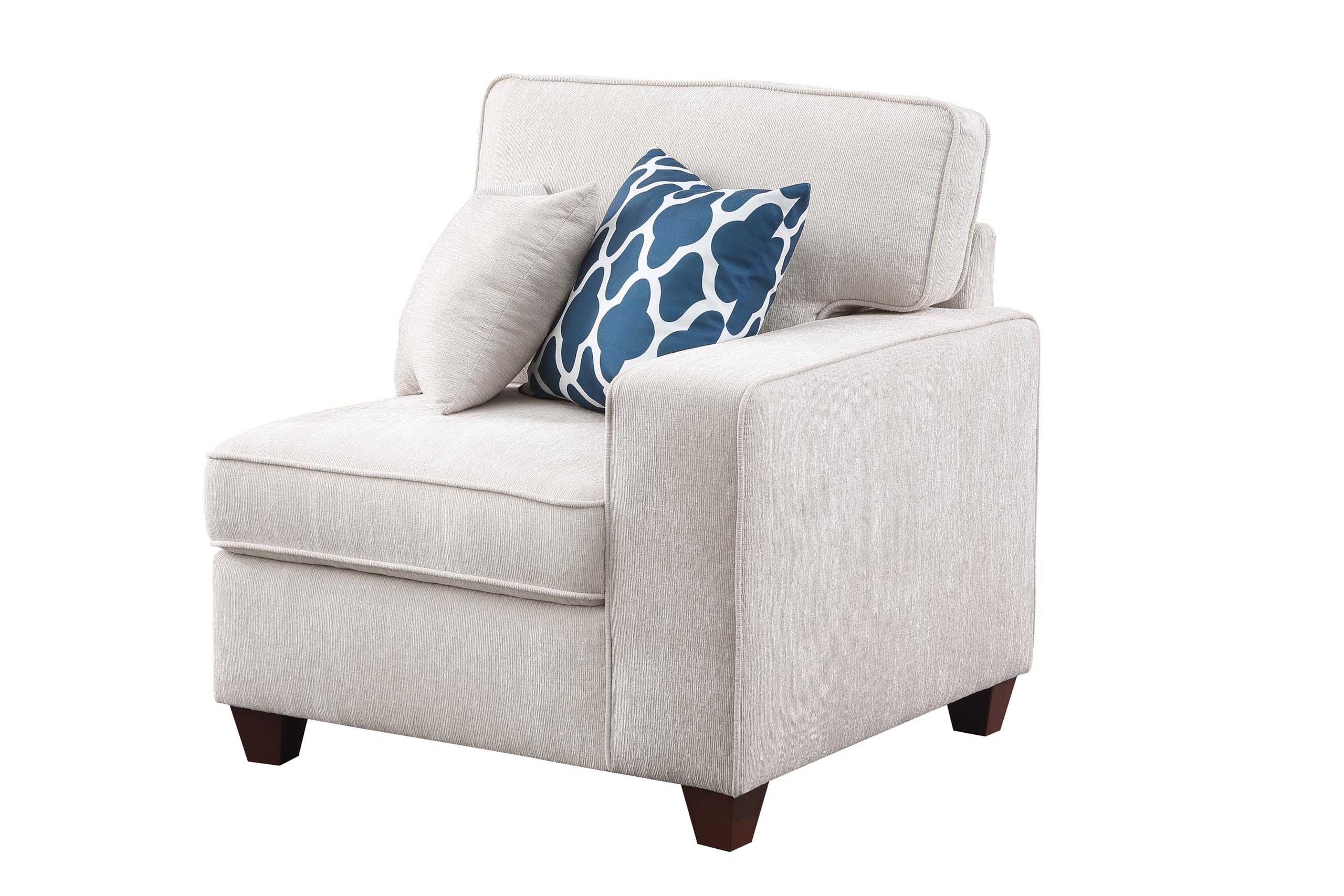 127" L-Shaped Sectional Couch with Movable Ottoman & 6 Throw Pillows