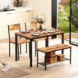 4 Piece Dining Table Set, Dining Room Set, Kitchen Dinner Table with Benches for 4