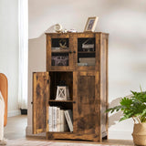 Storage Cabinet with 4 Doors, Floor Storage Cabinet with 2 Shelves, Bathroom Storage