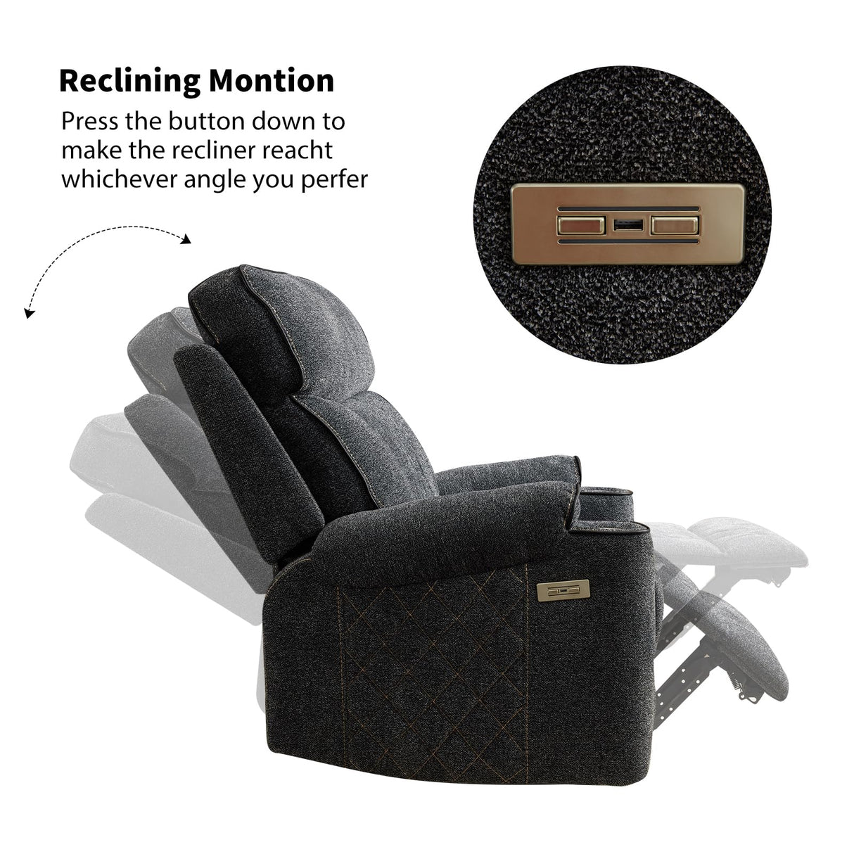 Classic Power Recliner Chair, Overstuffed Electric Recliners with Double Layer Backrest