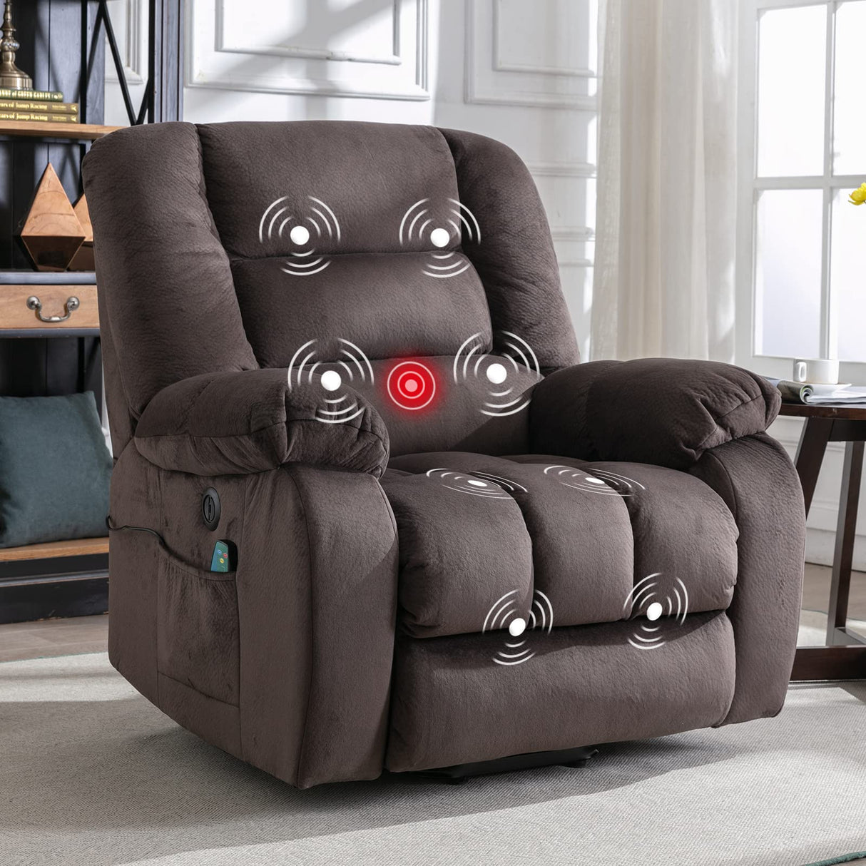 Big Power Lift Recliner Chair Wide Electric Massage Recliners for Elderly Fabric Living Room Overstuffed Reclining