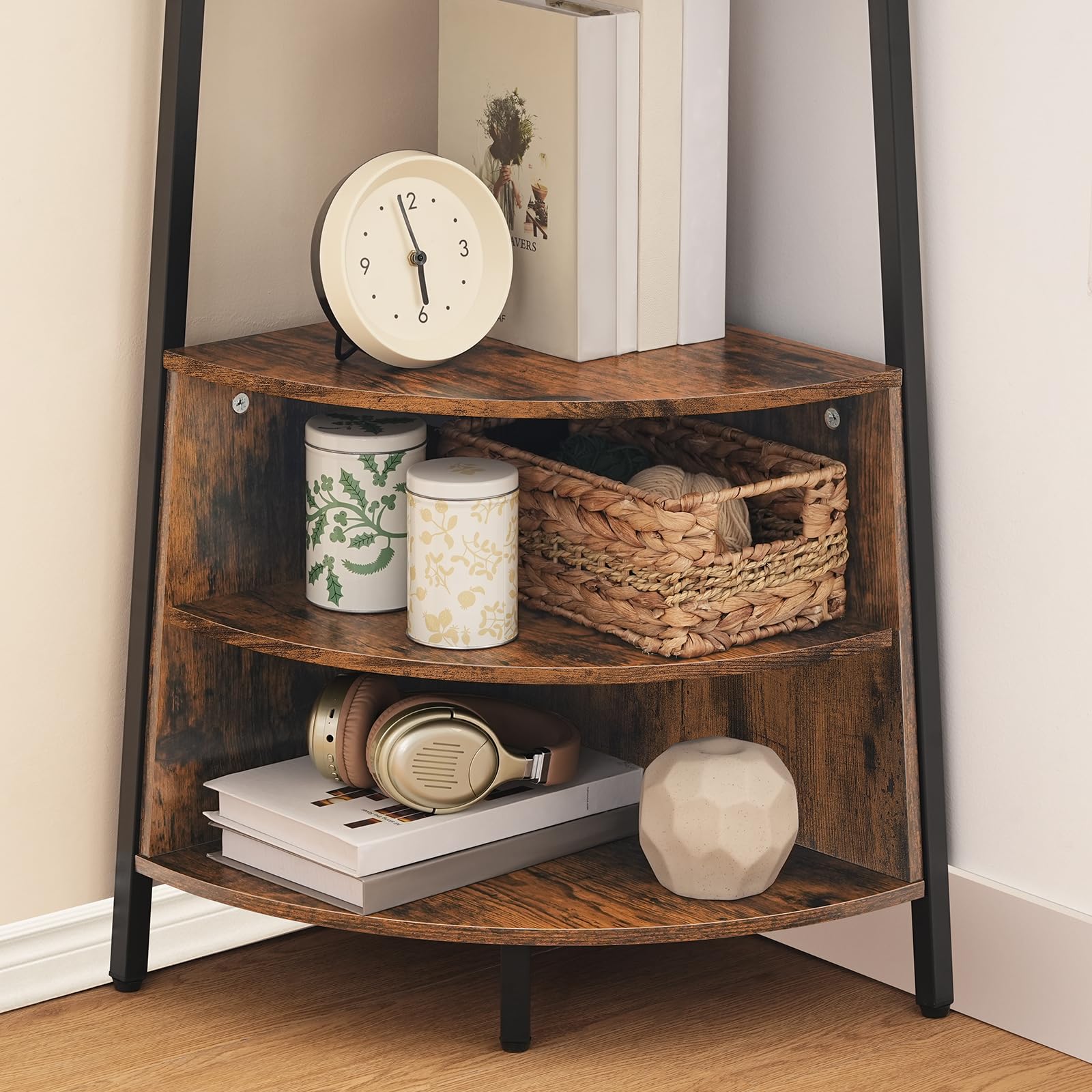 6-Tier Corner Shelf, 67 Inch Tall Corner Shelf Stand, Industrial Ladder Corner Bookshelf,