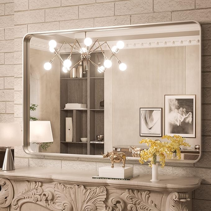 Brushed Silver Bathroom Mirror