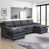 109.8“ Sectional Sofa Cloud Couch for Living Room, Modern Velvet Large Overstuffed