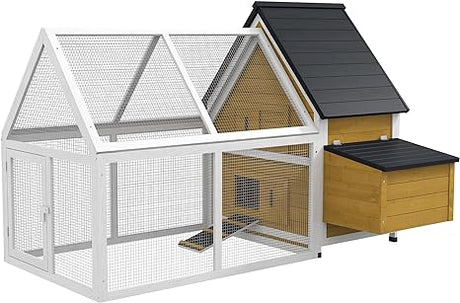 65" Chicken Coop Wooden with Detachable Run, Outdoor Chicken House Poultry