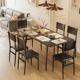 7-Piece Extendable Kitchen Table Set with 6 Upholstered Chairs