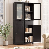 67" Tall Bathroom Cabinet, Narrow Storage Cabinet, Freestanding Linen Cabinet with Doors and Adjustable Shelf,