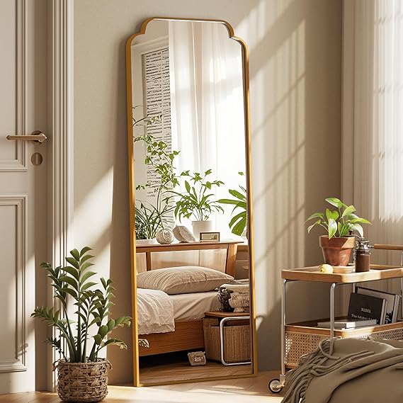 21x56 Black Arch Full Length Mirror with Metal Frame