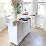 Kitchen Island Cart on Wheels - Portable Kitchen Island with Drop Leaf