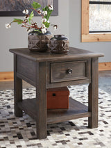 Wyndahl Rustic Rectangular End Table, Distressed Dark Brown Finish