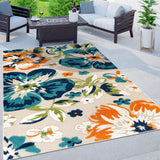 Bergamo Contemporary Floral Non-Shedding Patio Deck Backyard Indoor/Outdoor Area