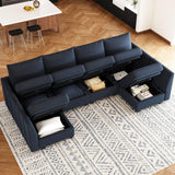 Modular U Shaped Couch Velvet Sectional Sofa with Storage Modular Couch with Chaises,