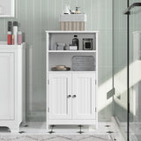 Bathroom Floor Storage Cabinet with 2 Doors and Adjustable Shelf, Side Storage